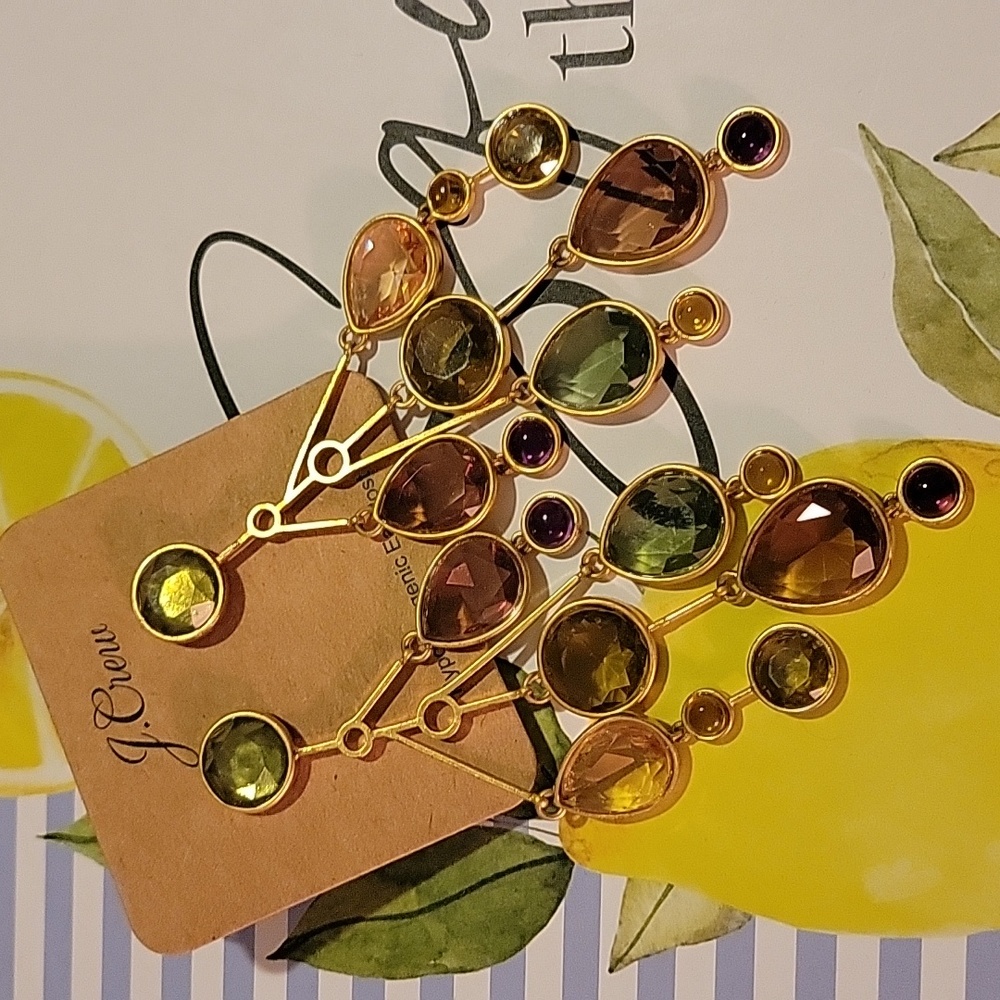 J Crew Oversized Smoky Hues Statement Chandelier Earrings New